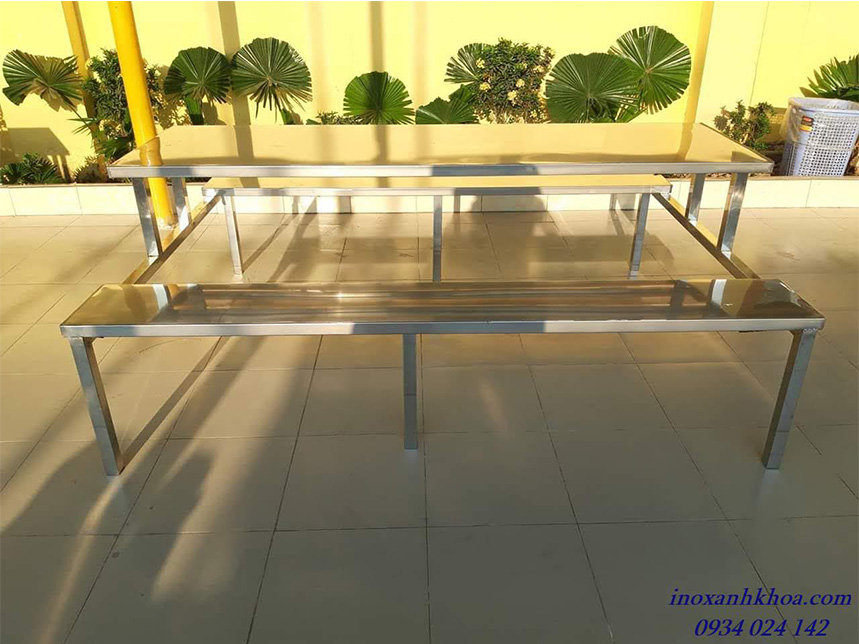 BÀN GHẾ INOX CĂN TIN