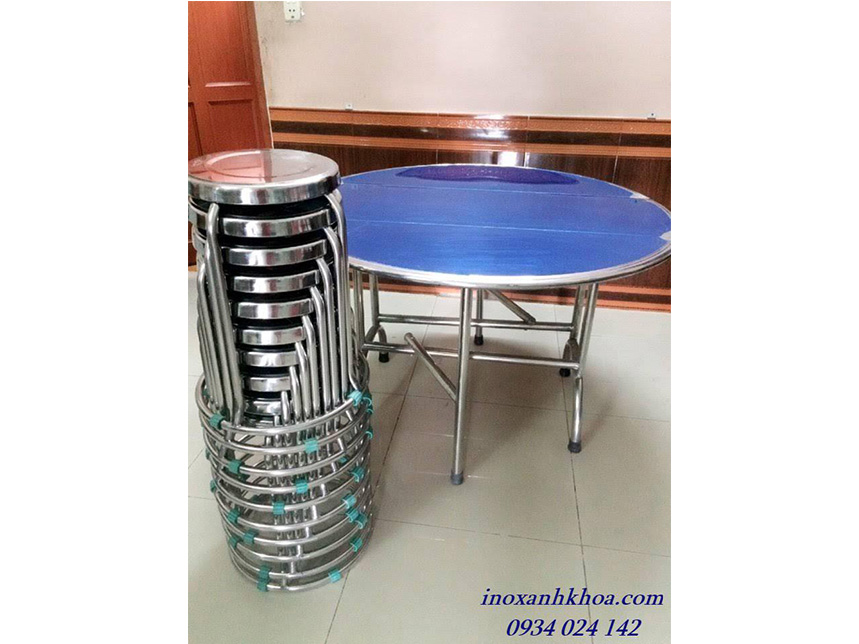 BÀN GHẾ INOX GẤP BA CAO CẤP