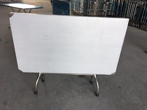 Bàn ăn Inox công nghiệp chữ nhật chân xếp