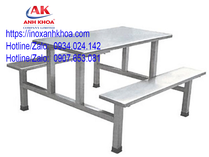 BÀN ĂN CÔNG NGHIỆP INOX BÀN LIỀN GHẾ 