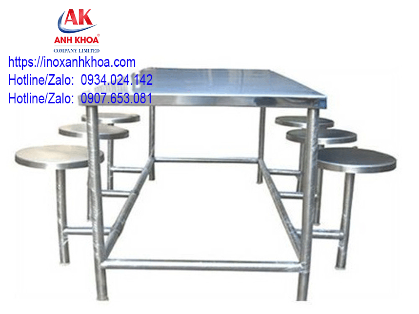 bàn ăn căn teen liền ghế