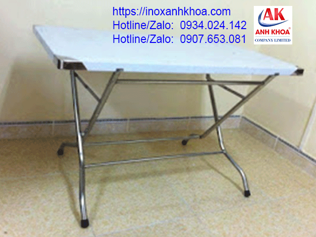 Bàn ăn công nghiệp inox  chân xếp chữ nhật đường kính 0.6*1.0 mm