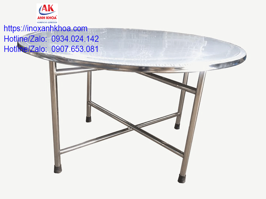 Bàn inox tròn chân rời đường kính 1.2m (1M2)