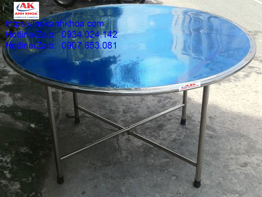 BÀN TRÒN INOX CẠNH BO TRÒN 1M2