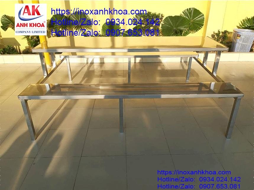 Băng ghế inox dài 