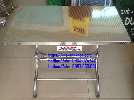 BÀN INOX CHỮ NHẬT MẶT BÀN CARO 