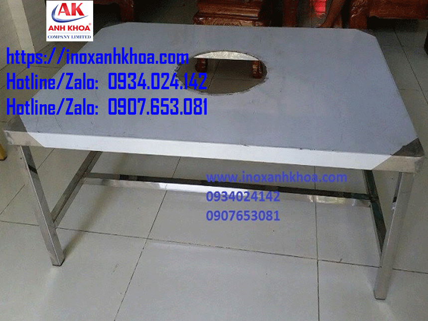 BÀN INOX QUÁN LẨU QUÁN NƯỚNG CHÂN CỐ ĐỊNH