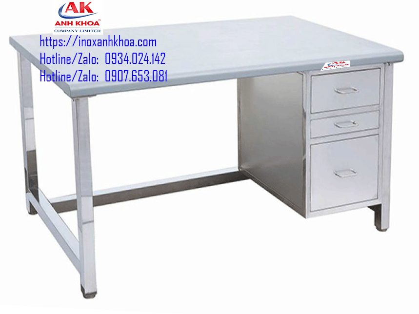 BÀN LÀM VIỆC INOX CÓ HỌC KÉO