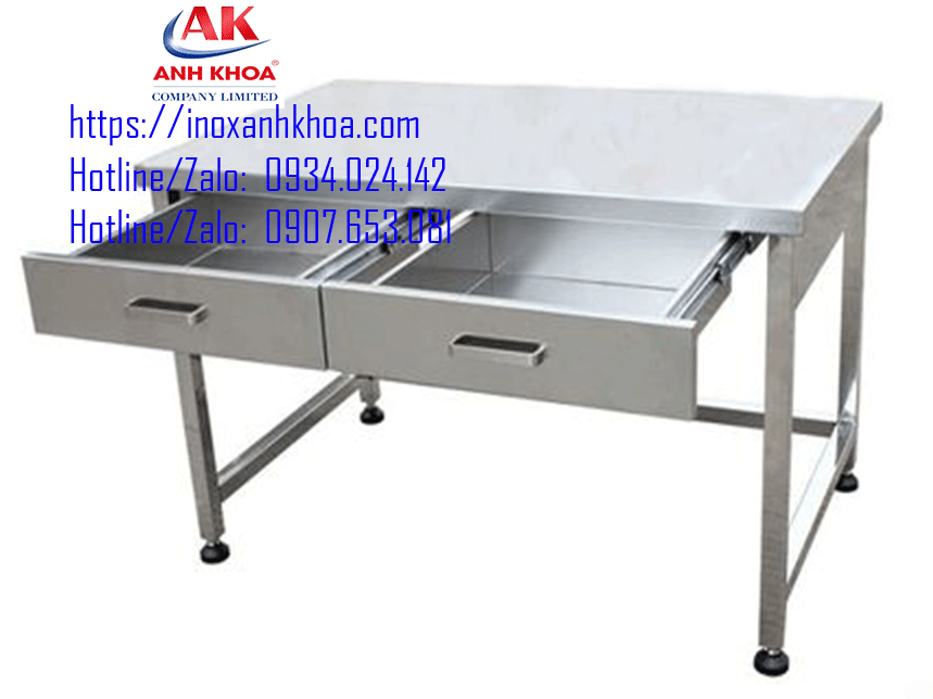 BÀN LÀM VIỆC INOX CÓ HỌC KÉO