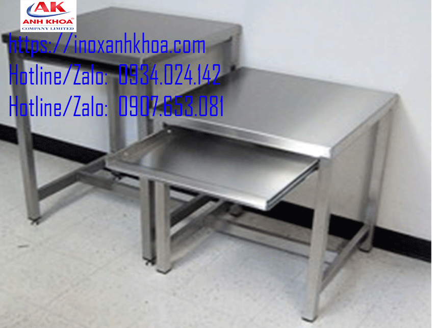 BÀN LÀM VIỆC INOX CÓ HỌC KÉO