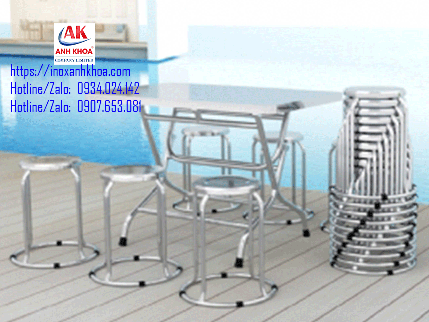 BÀN INOX 304 CHỮ NHẬT 0.7 x1.2 MÉT