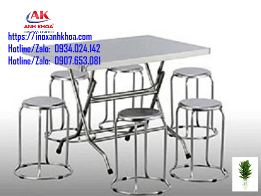 BÀN INOX 304 CHỮ NHẬT 0.7 x1.2 MÉT