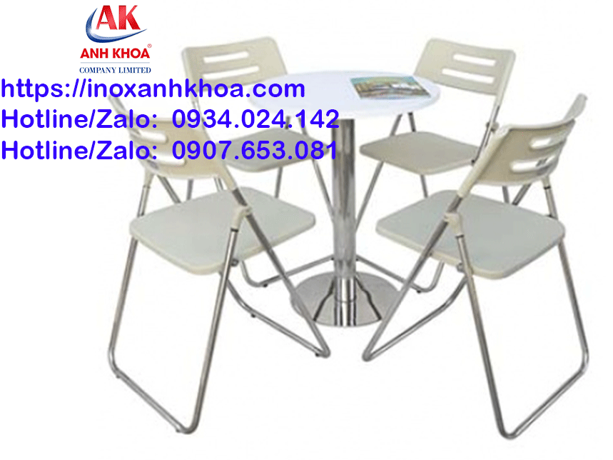 Ghế Gấp Inox Mặt Ngồi Tựa Nhựa