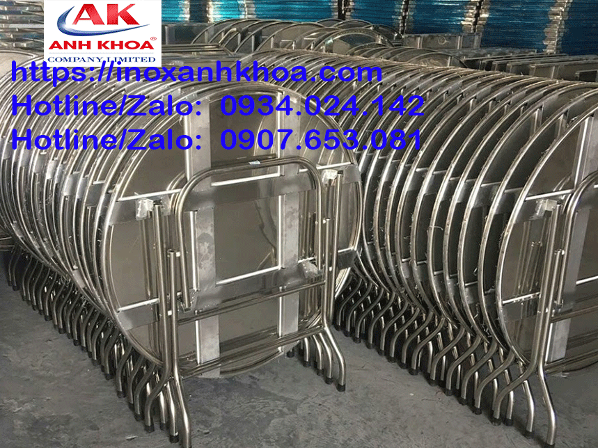 Bộ Bàn Xếp Inox Tròn 1M2