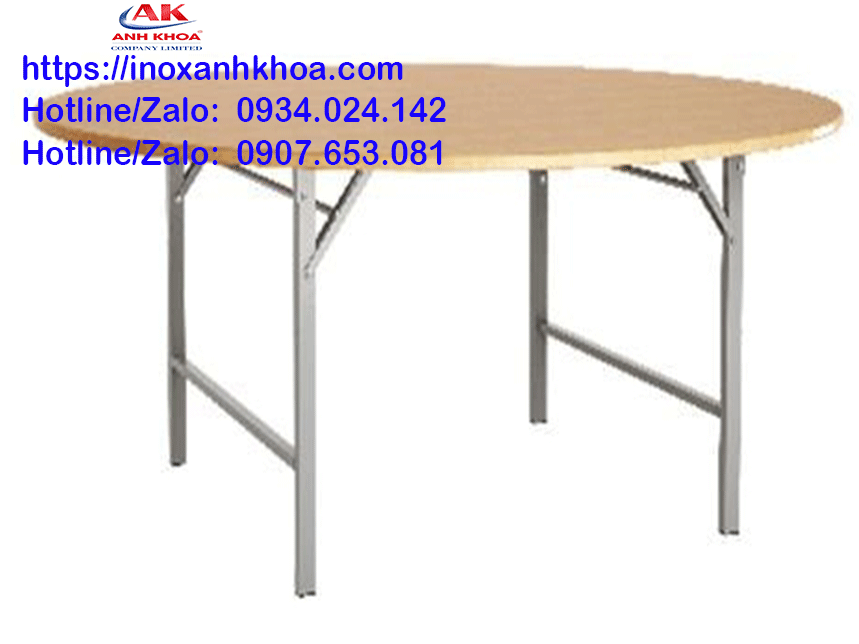 Bàn Tròn 1M2 Gỗ Ghép Chân Inox Vuông 25