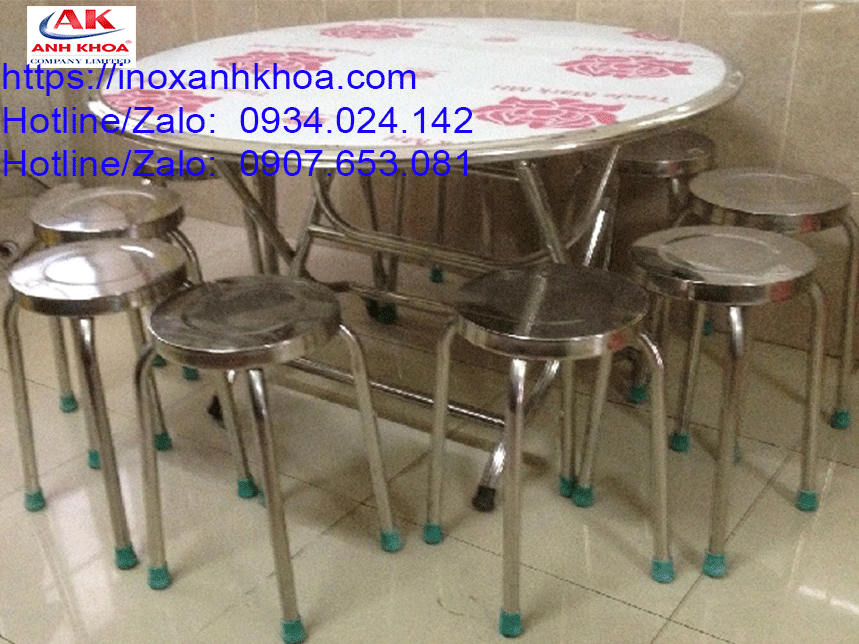 Bộ Bàn Ghế Inox Tròn 304 Giá Rẻ