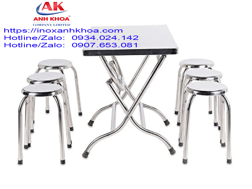 Bộ Bàn Xếp Inox Chữ Nhật 