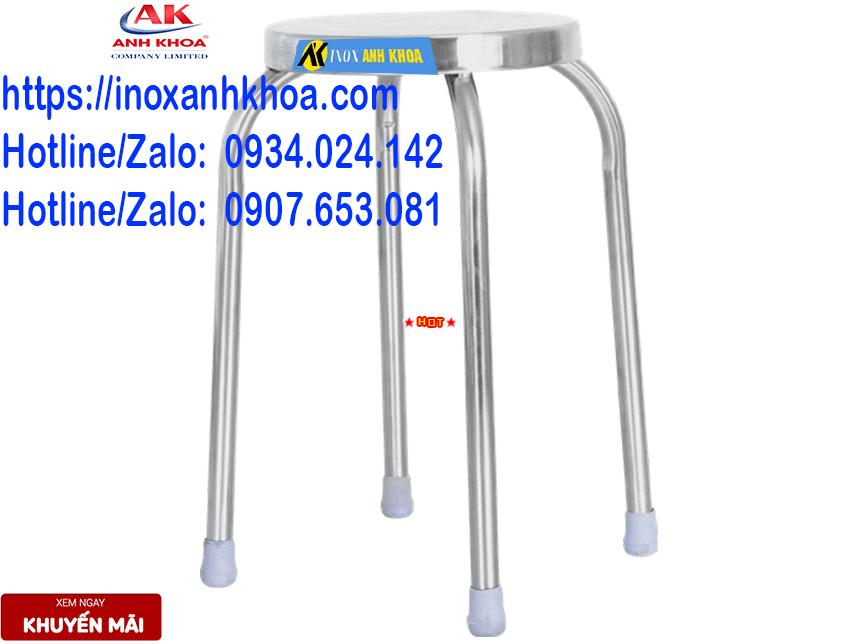 Ghế Dẩu Inox Cạnh Đứng Wata