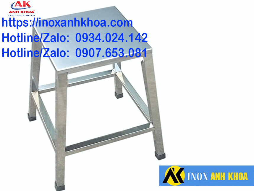 Ghế Đẩu Inox Mặt Ghế Vuông