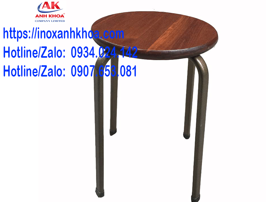 Ghế Đẩu Inox Mặt Gỗ