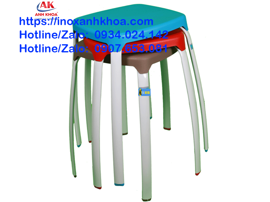 Ghế Đôn Khung Thép Mặt Ghế Nhựa 