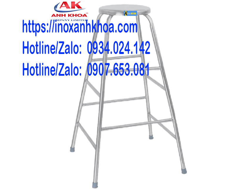 Ghế Inox Cao 1M6 Khung Tròn