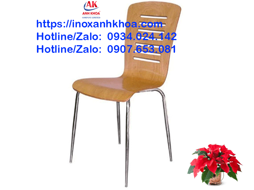 Ghế Inox Tựa Gỗ Uốn Cong