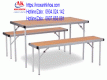 BÀN ĂN CÔNG NGHIỆP MẶT GỖ MDF CHÂN GẤP LÒ SO