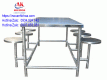 BÀN ĂN CÔNG NGHIỆP INOX BÀN LIỀN GHẾ 