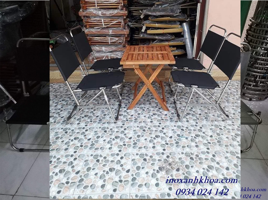 BỘ BÀN GHẾ LƯỚI INOX XẾP CÀ PHÊ CAO CẤP