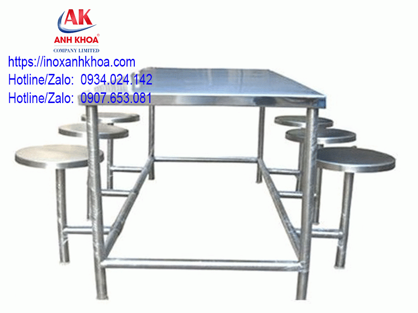 BÀN ĂN CÔNG NGHIỆP INOX BÀN LIỀN GHẾ 