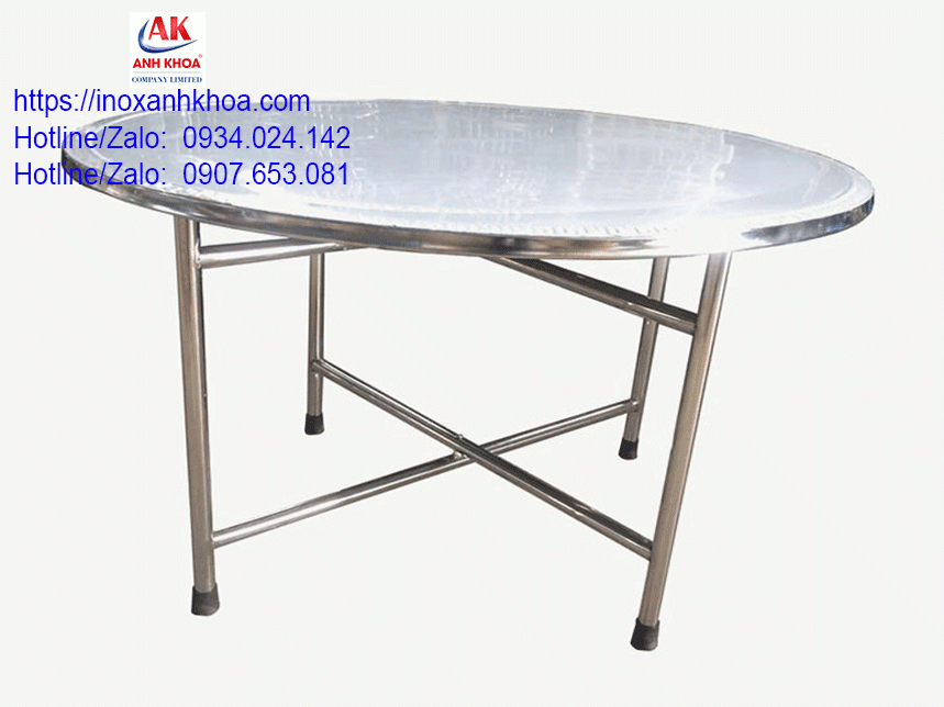 Bàn inox tròn chân rời đường kính 1.2m (1M2)