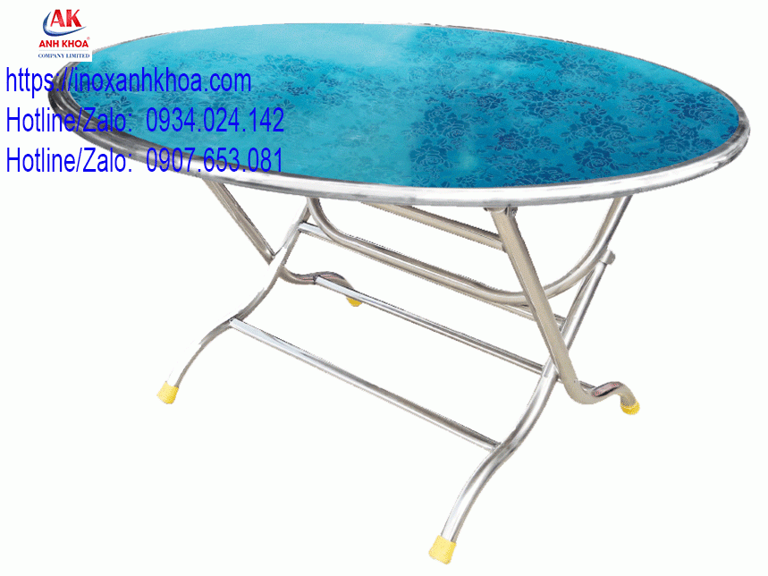 BÀN INOX TRÒN MẶT BÔNG 