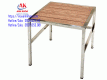 bàn inox vuông 60x10 mặt bàn gỗ