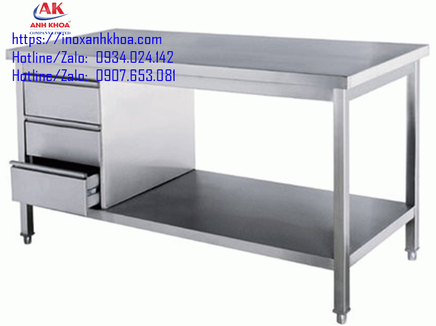 BÀN LÀM VIỆC INOX CÓ HỌC KÉO