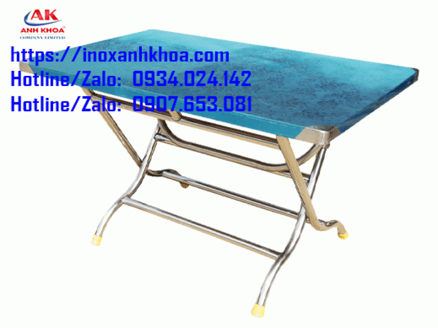 Bàn Chữ Nhật Inox Mặt Hoa Hồng