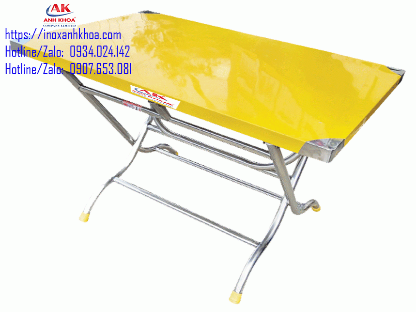 BÀN INOX 304 CHỮ NHẬT 0.7 x1.2 MÉT