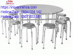 Bộ Bàn Xếp Inox Tròn 1M2