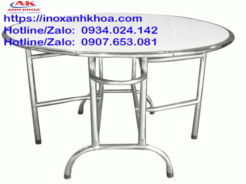 Bàn Inox Tròn Xếp Ba Inox 304