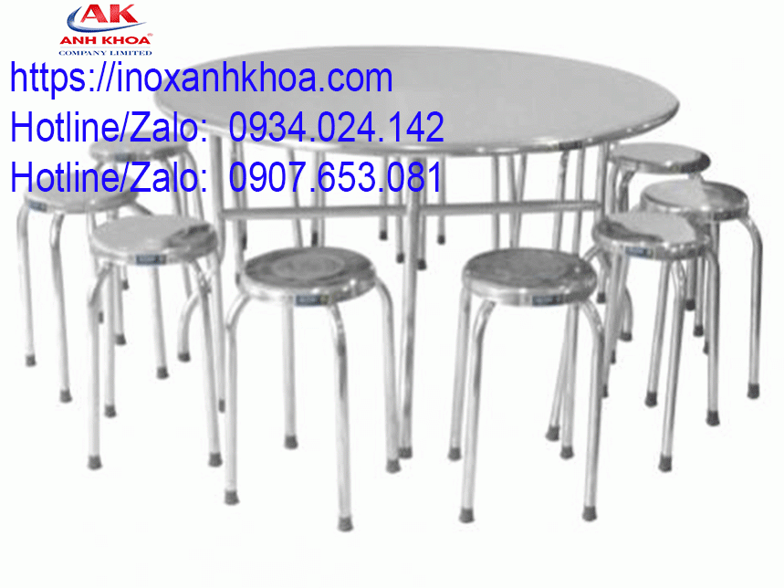 Bộ Bàn Xếp Inox Tròn 1M2