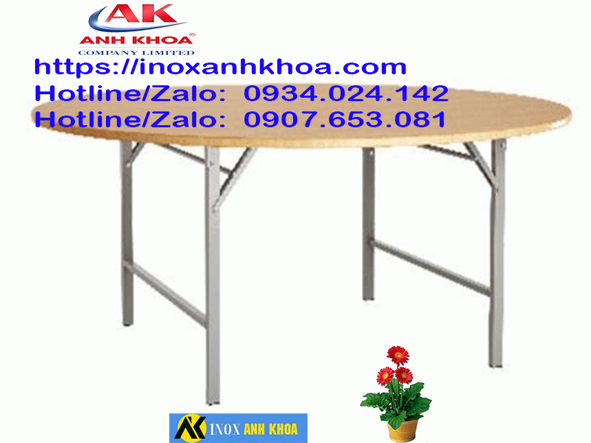 Bàn Tròn 1M4 Chân Gấp Lò So
