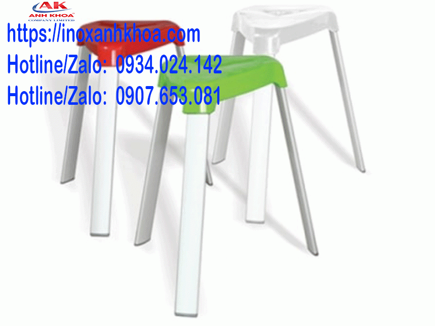 Ghế Đôn Mặt Nhựa Chân Nhôm