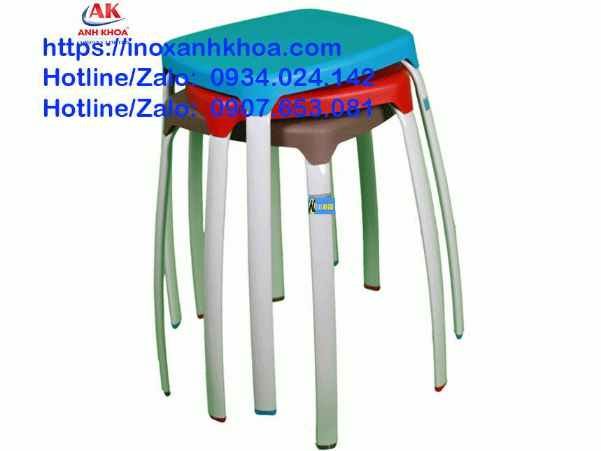 Ghế Đôn Khung Thép Mặt Ghế Nhựa 