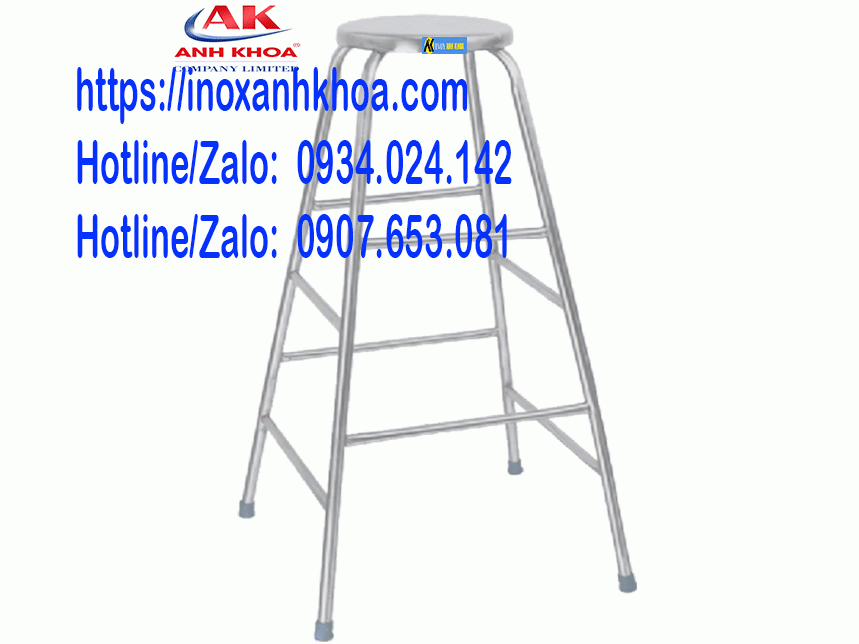 Ghế Inox Cao 1M6 Khung Tròn